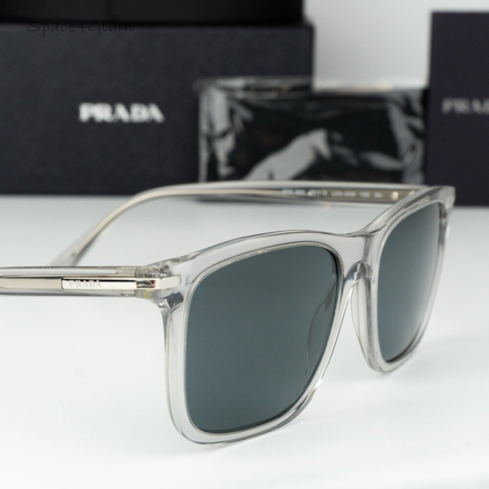 BRAND NEW Prada Women Sunglasses Grey Crystal Blue Rectangle PR18WS U430A9 - Picture 4 of 11